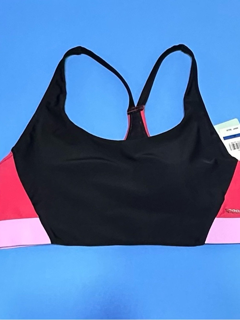 Speedo Black & Pink Colorblock Racerback Swim Top